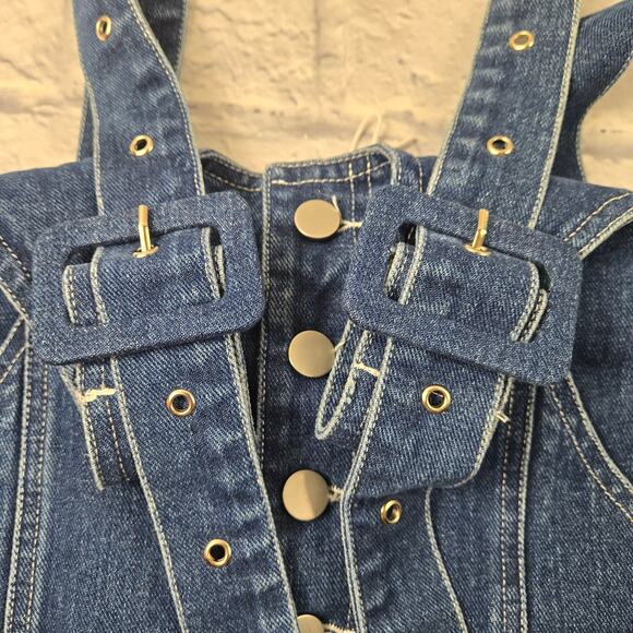 NWOT Cloud Ten Denim Overall Mini Dress Wide Adjustable Straps size Small (2-4) - Picture 6 of 16